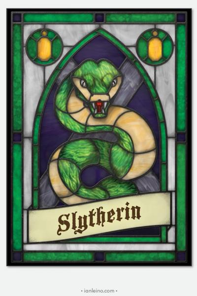 Hogwarts "Slytherin" - Stained Glass window cling picture