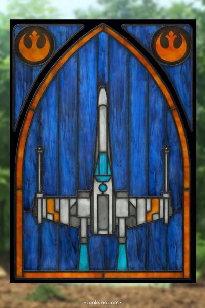 Star Wars “X-Wing” - Stained Glass window cling picture