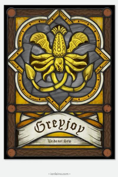 Game of Thrones "House Greyjoy" - Stained Glass window cling picture