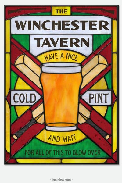 The Winchester Tavern - Pub Sign Stained Glass window cling