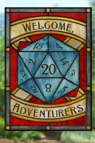 RPG Adventurers - Stained Glass window cling picture