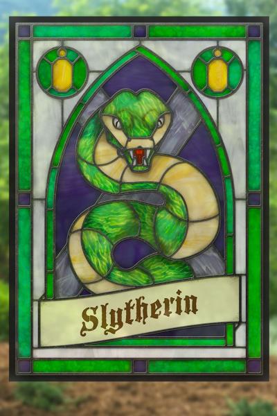 Hogwarts "Slytherin" - Stained Glass window cling picture