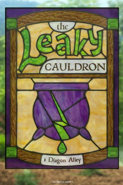 The Leaky Cauldron - Pub Sign Stained Glass window cling picture