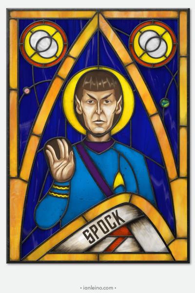 Spock Icon - Stained Glass window cling picture