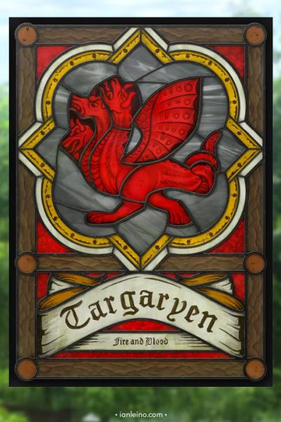 Game of Thrones "House Targaryen" - Stained Glass window cling picture