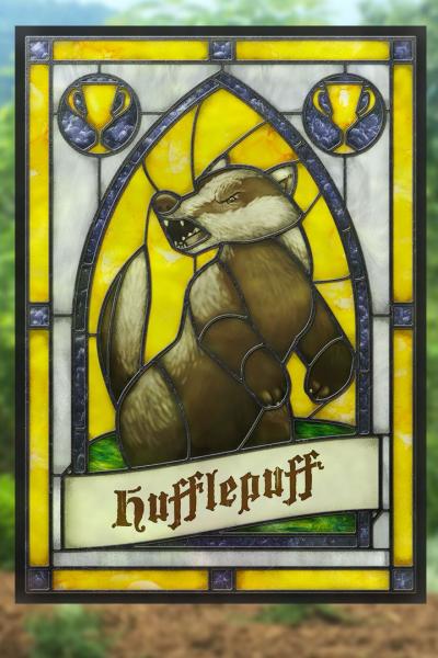 Hogwarts "Hufflepuff" - Stained Glass window cling picture