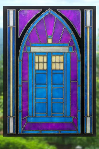 Doctor Who "TARDIS" - Stained Glass window cling picture