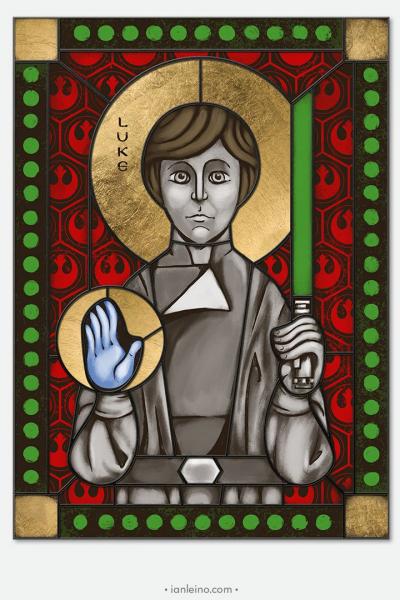 Luke Skywalker- icon style Stained Glass window cling picture