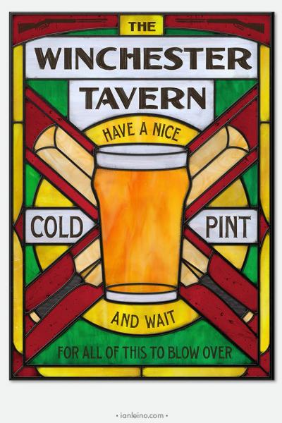 The Winchester Tavern - Pub Sign Stained Glass window cling picture