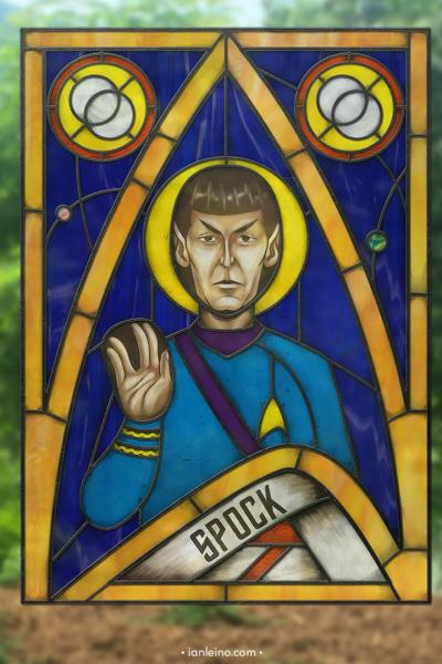 Spock Icon - Stained Glass window cling picture