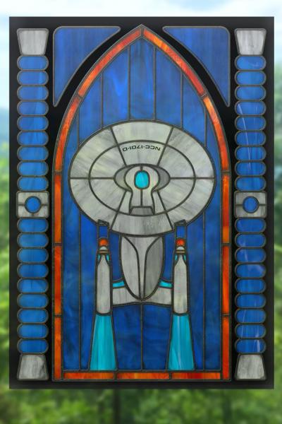 Star Trek TNG“Enterprise D” - Stained Glass window cling picture