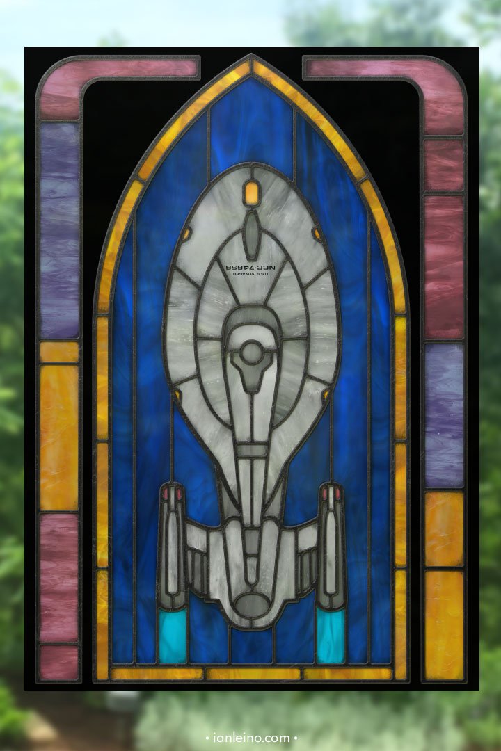 Star Trek &ldquo;Voyager&rdquo; - Stained Glass window cling picture