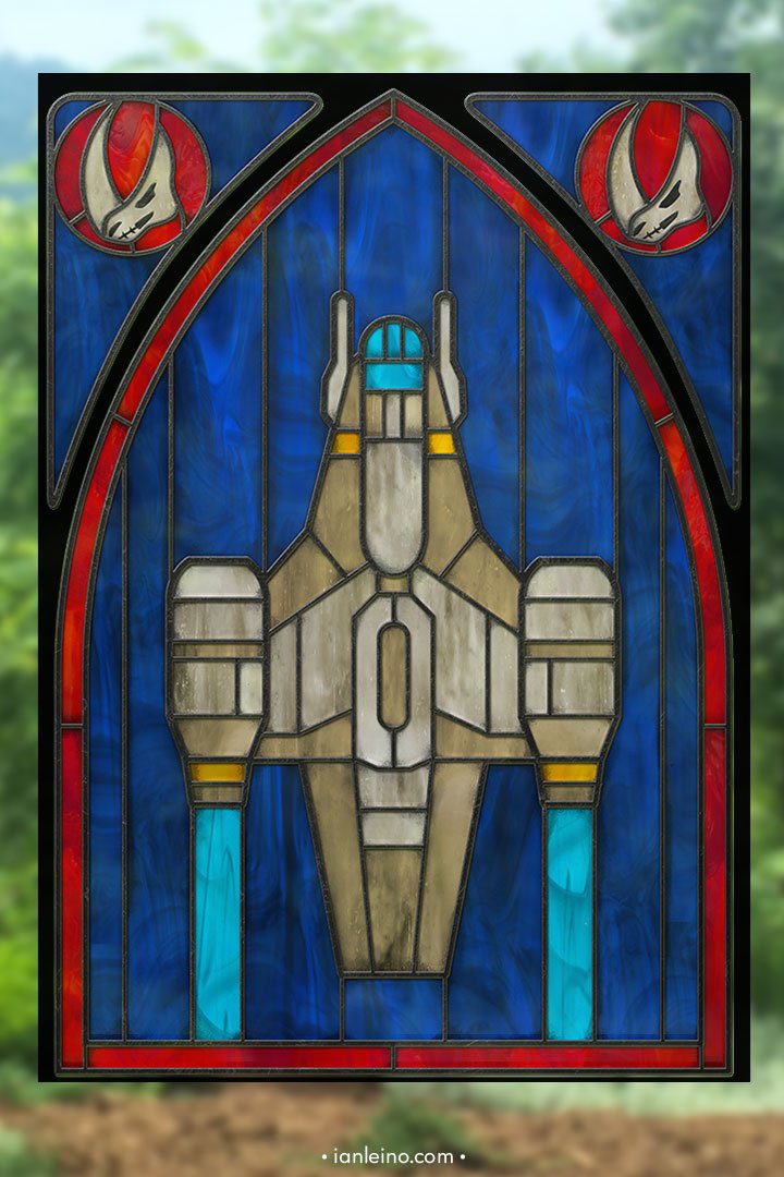 Mandalorian &ldquo;Razor Crest&rdquo; - Stained Glass Window Cling picture