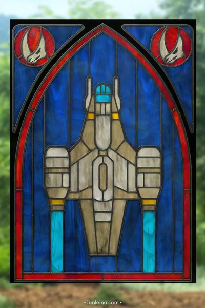 Mandalorian “Razor Crest” - Stained Glass Window Cling picture