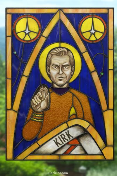 Captain Kirk Icon - Stained Glass window cling picture