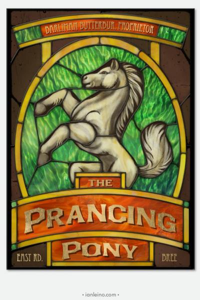 The Prancing Pony - Pub Sign Stained Glass window cling picture