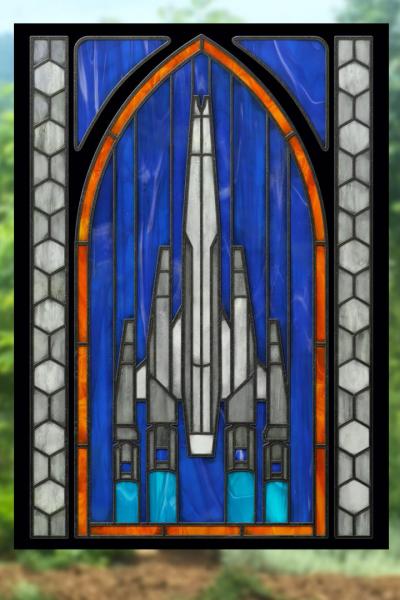 Mass Effect "Normandy" - Stained Glass window cling picture