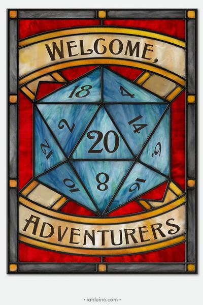 RPG Adventurers - Stained Glass window cling picture