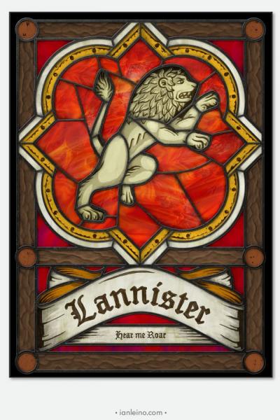 Game of Thrones "House Lannister" - Stained Glass window cling picture