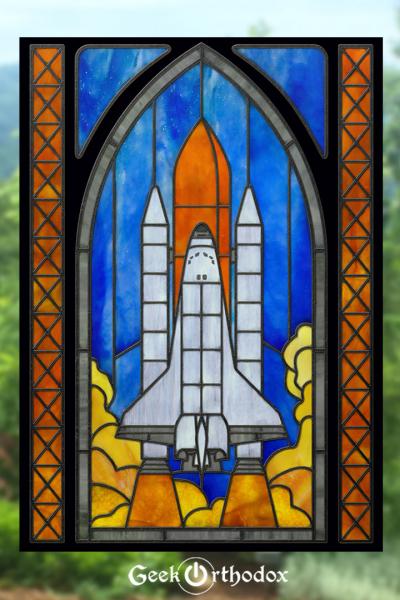 Space Shuttle - Stained Glass window cling picture