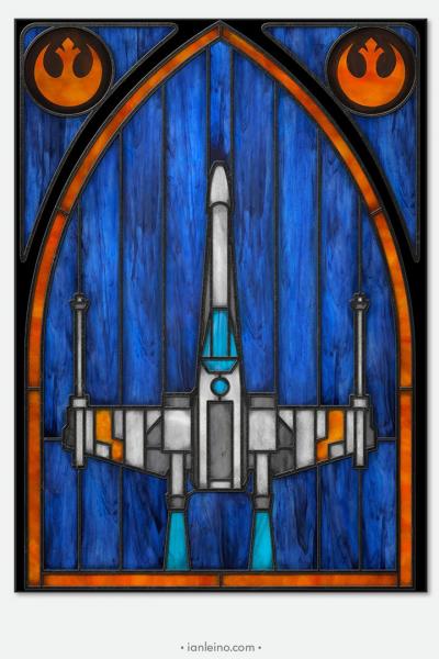 Star Wars “X-Wing” - Stained Glass window cling picture