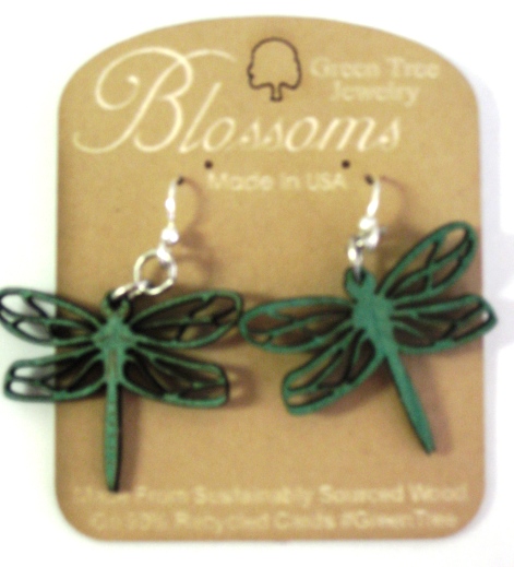 GT earrings - Dragonfly Blossoms, emerald - 520-0113A picture