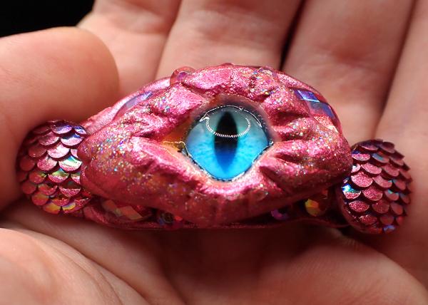 Hand-Sculpted Dragon Eye with Scales and Gems Hair Clips picture