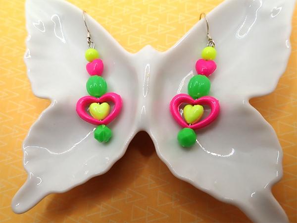 Decora Kei Blacklight Colorful Rainbow Bead Earrings picture