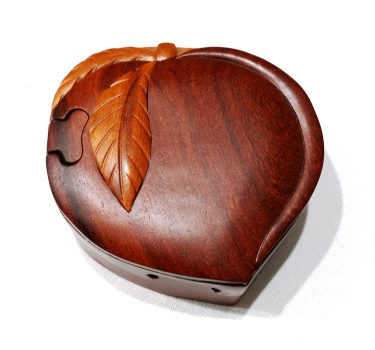 Peach Puzzle Box - Handcrafted - 811229010677