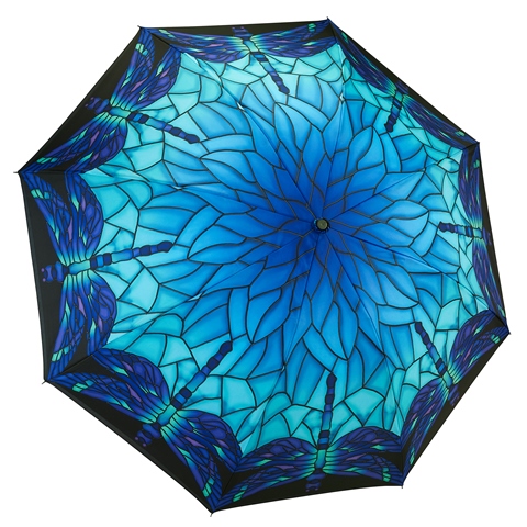 Reverse Compact Umbrella - Stained Glass Dragonfly - 280-33016RC