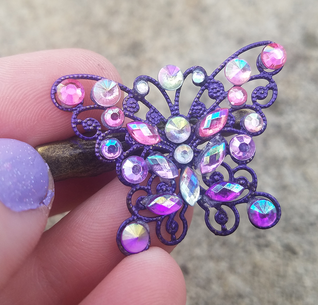 Purple Bejeweled Butterfly Hair Clip Eventeny