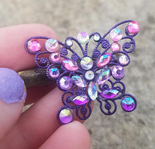 Purple Bejeweled Butterfly Hair Clip picture