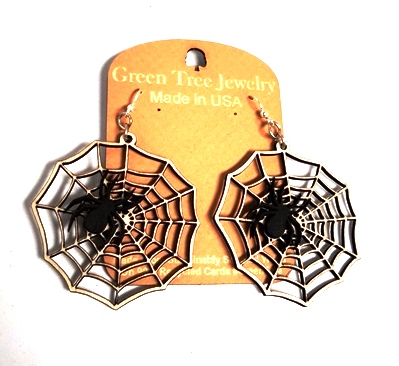 GT earrings - Black Spider on Cream Web - 520-1277bsnw picture