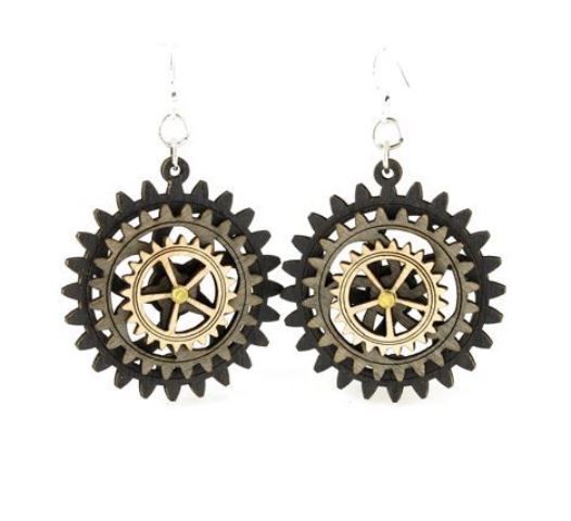 GT kinetic earrings - Triple Gear, E - 520-5004E