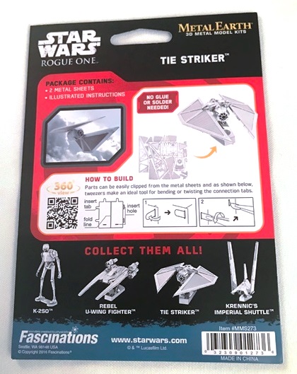 Metal Earth Star Wars - Rogue One TIE Striker - 32309012736 picture