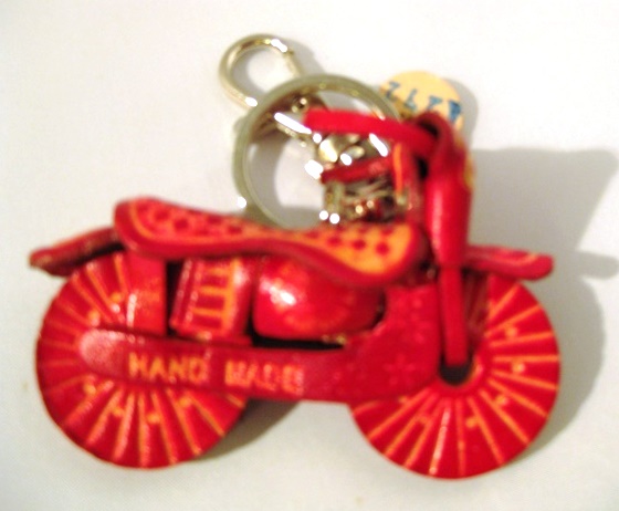 Leather Motorcycle Key Ring, red - 220-KC4006r