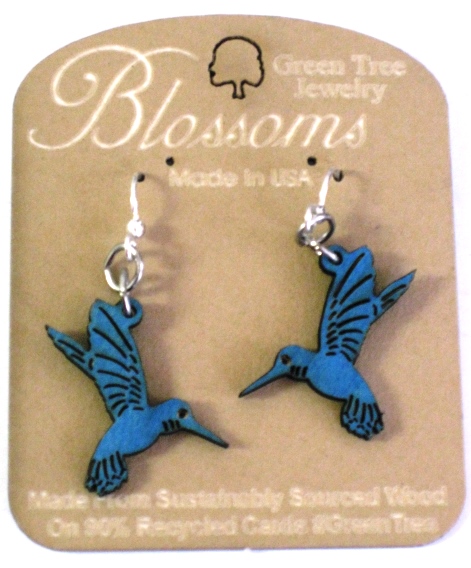 GT earrings - Hummingbird Blossoms, brilliant blue - 520-0112C