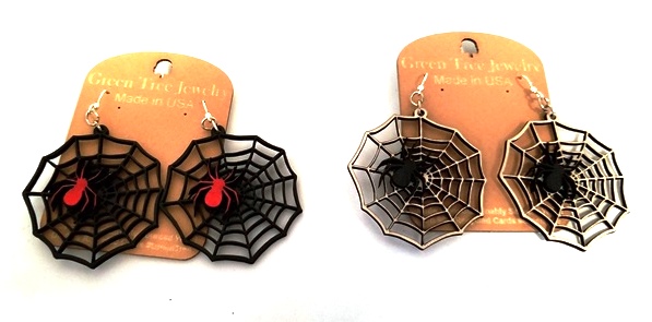 GT earrings - Black Spider on Cream Web - 520-1277bsnw picture