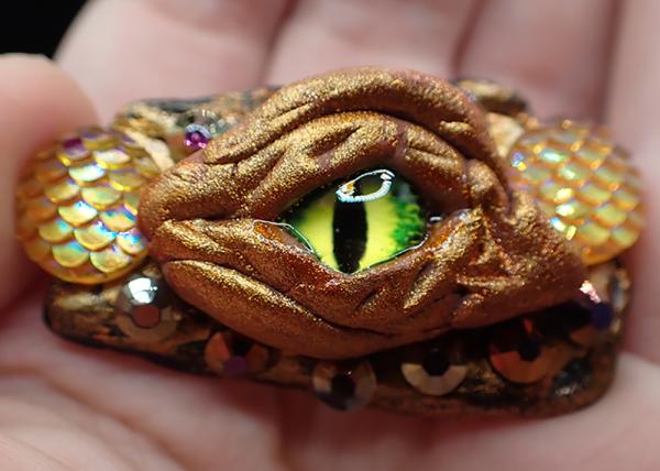 Hand-Sculpted Dragon Eye with Scales and Gems Hair Clips picture