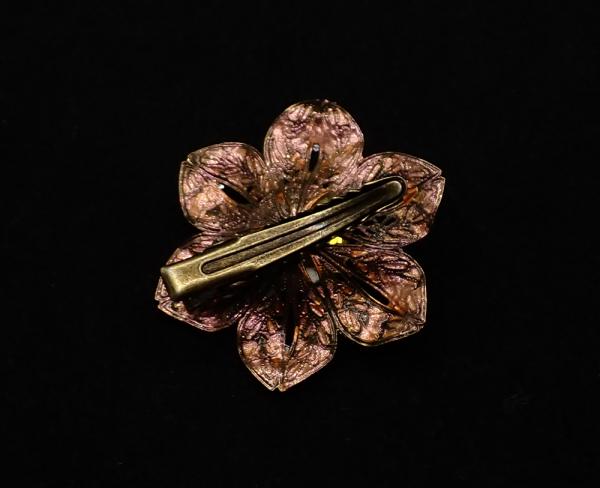 Copper and Diamond Flower Clip picture