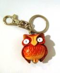 Leather Owl Key Ring, red - 220-KC4090r