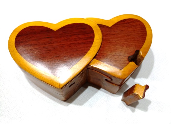 Double Heart Puzzle Box - Handcrafted - 811229010073 picture