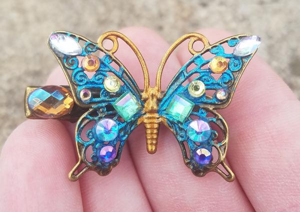 Blue Bejeweled Butterfly Hair Clip