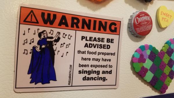 Warning: Food Exposed to Singing & Dancing Funny, Retro Magnet picture