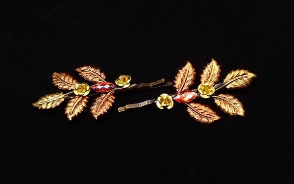 Autumn Leaves and Roses Bobby Pin Set
