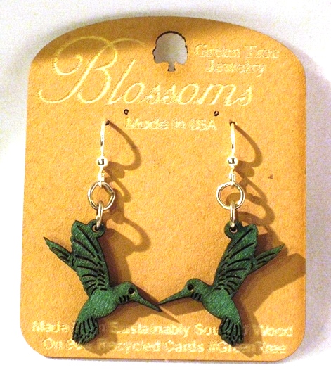 GT earrings - Hummingbird Blossoms, emerald - 520-0112B