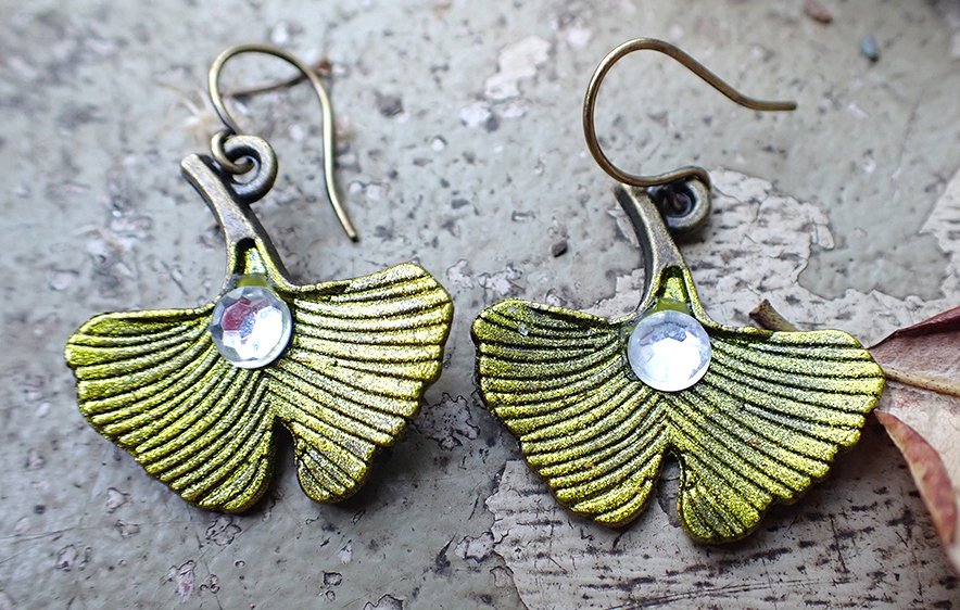 Ginkgo Leaf Gem Earrings picture