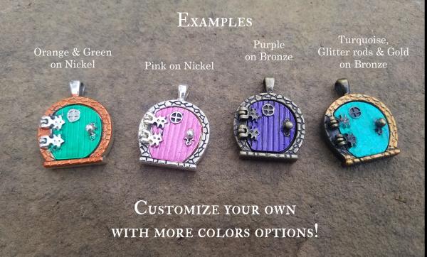 CUSTOMIZE YOUR OWN Fairy Door Locket Necklace - Choose base metal, colors, chain and inside text picture