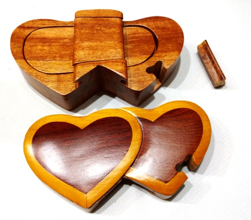 Double Heart Puzzle Box - Handcrafted - 811229010073 picture