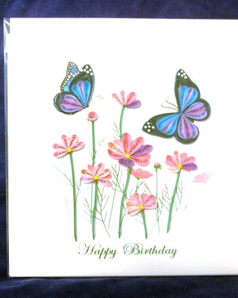 Quilling Card - Happy Birthday, Butterflies - Quill-BD0149 picture